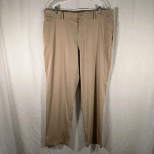 Slazenger Golf Pants Men's 36x30 Solid Beige Pockets Button Zip Poly Blend